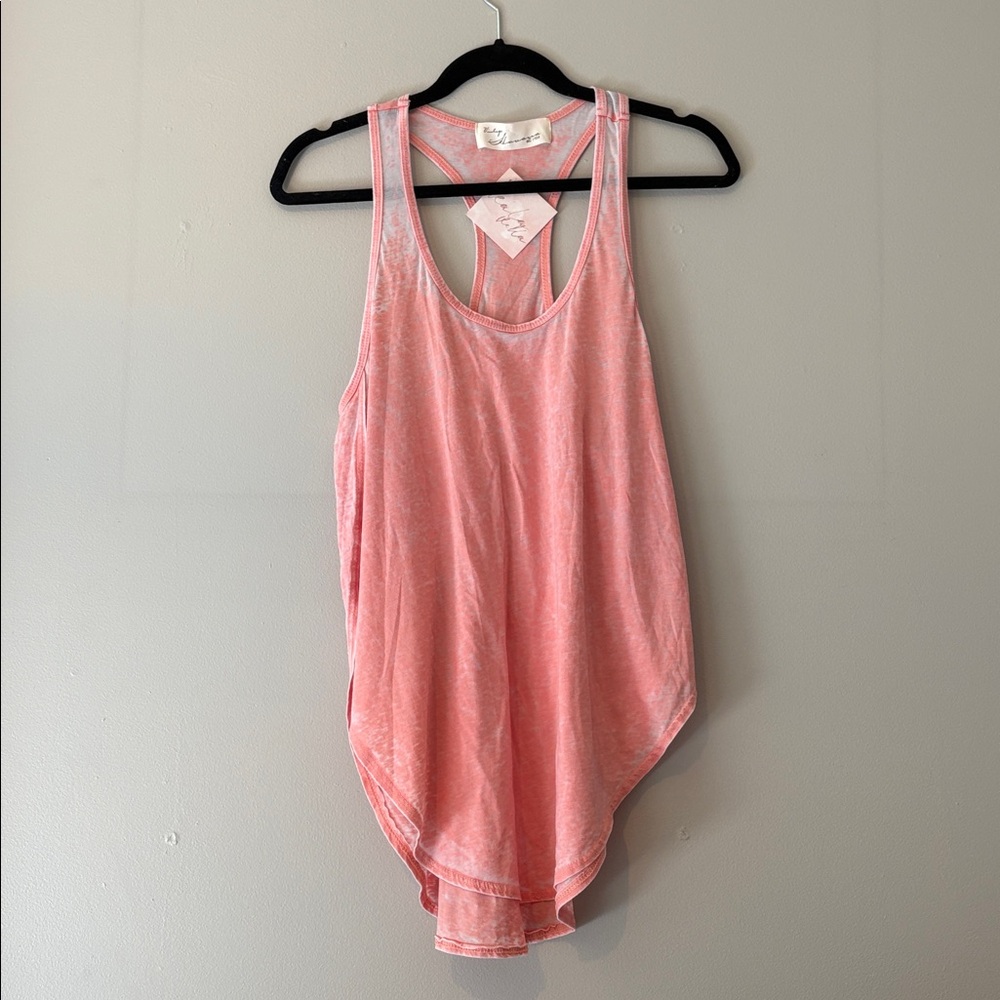 Light Pink Sheer Burnout Racerback Tank Top